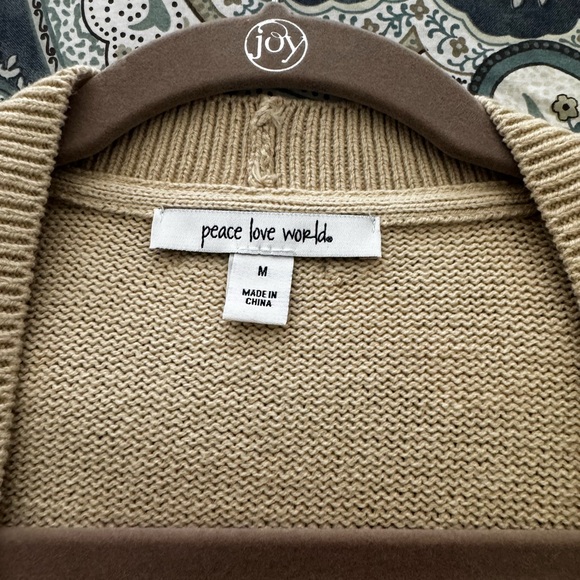 Peace Love World Beige Knit Cardigan - Picture 2 of 5